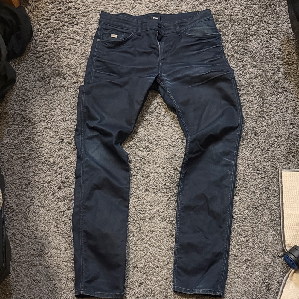 Hugo Boss Waxed Slim Fit Jeans - 32x32 - Midnight Navy Blue